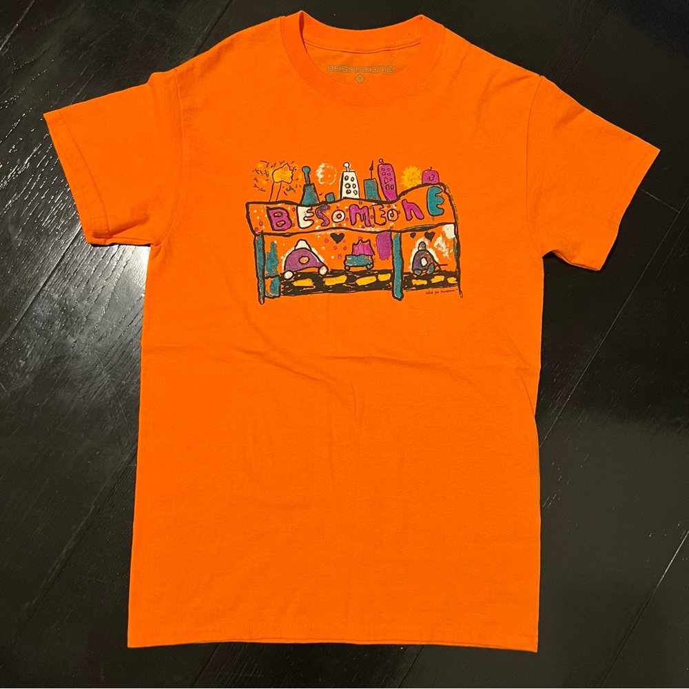 Besomone Orange Graphic T-Shirt Men’s Medium Streetwear Art Tee